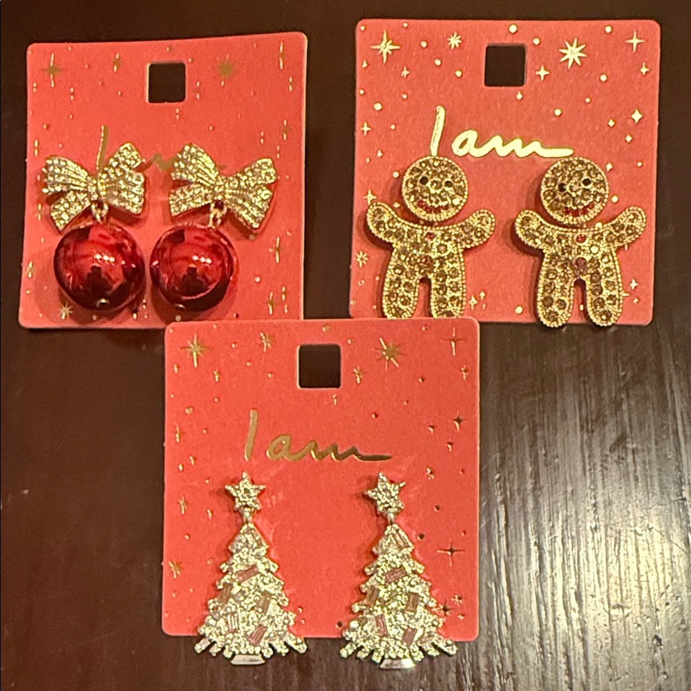 Festive I Am Gold and Red Earrings Set
